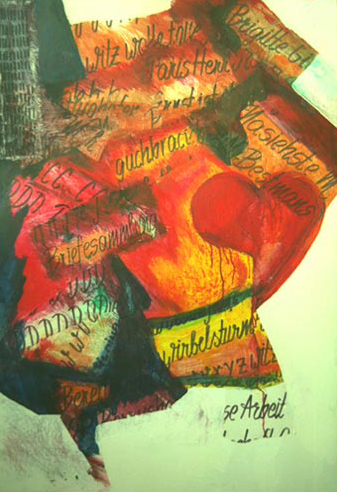 Herzgeräusche 1997<br />Mixed media on cardboard | 70 x 100cm<br />Price: 700,00€